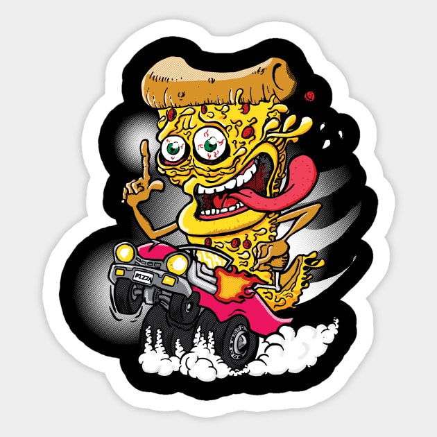 Slice of Pizza on a Hot Rod Sticker by sonofafish
